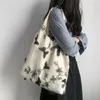 Sacos da noite 1 peça bolsa de ombro estética para mulheres retro borboleta margarida floral bolsa de alta capacidade lona bordado estudante