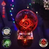 Dekorative Figuren Genshin Impact Gott der Version LED Kristallkugel Licht Statue Nachtlampe Cosplay Anemo Electro Hydro Pyro Geo Geschenk Requisiten