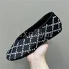 Dress Shoes Crystal Decor Ballet Flats Real Leather Women Round Toe Loafers Silk Summer Shoe Mesh Hollow Out Party For