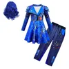 Conjuntos de roupas crianças audrey traje para meninas evie mal descendentes 3 trajes cosplay com peruca halloween carnaval festa vestido calças conjunto