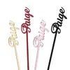 50st Personlig dryck Stirrers Namn Swizzle Sticks Taggar Place Seting Stirrer Bridal Shower Stick Wedding Decor 240127