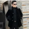 Winter Mink Fur Coat Medium Length Mens Lapel Button Card Thickened Warm Top TTVC