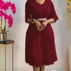 Etnik Giyim Kadınlar İçin Afrika Elbiseleri 2024 Varış Zarif Parti Pileli Elbise Katı Nijerya Türkiye Afrika Giysileri Düğün