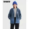 سترات نسائية Toyouth Toyouth Coat Plush 2024 شتاء طويل الأكمام فضفاضة بلوزات مقنعين الربط الماس