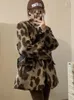 Leopard Patterned Blazer Tweed Jacket Woolen Coffee Suit Coat Women Autumn Spring Winter Elegant Female Loose Overcoat Outerwear 240202