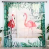 Tiul z kurtyny na okna Flamingo Cartoon Wzór okienne Zasłony w salonie do sypialni Drukowanie Tulle