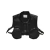 Punk Hip Hop Tactical Techwear Cargo Vest Cropped Waistcoat Mens Street Casual Outerwear Sleeveless Jacket 240202