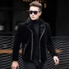 Outono e inverno pele de vison dourado dos homens roupas da motocicleta casual jaqueta elegante engrossado terno quente colarinho casaco tendência 5tux