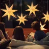 Decoração de festa estrela luz enseada oco pendurado pingente led janela grade lanterna papel eid mubark natal estrelas decoração