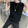 Summer Trendy Brand Ins Solid Color Sleeveless T-shirt Vest For Men's Korean Casual Sports Shoulder Versatile T-Shirt Base Shirt