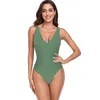 Vrouwen Badmode AROHA Sexy Eendelig Badpak Zwart Retro Voor 2024 Vrouwen V-hals Zomer Monokini Beachwear Badpakken