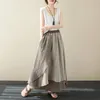 Skirts Arrival 2024 Spring Summer Arts Style Women Elastic Waist Loose Asymmetrical Long Patchwork Cotton A-line C791