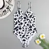 Costumi da bagno da donna 2024 Sexy con ferretto da donna Leopard Cow Print Push Up Costume intero da spiaggia Costume da bagno Backless Body Monokini