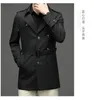 Britischer Stil Trenchcoats Herren Business Casual Mittellanger Windjacke Anzugkragen Große Größe M-4XL Jacke für Herren Hohe Qualität 240124