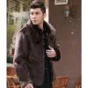 Designer hiver mode hommes manteau de fourrure artificielle haut de gamme col rabattable en cuir IBCX