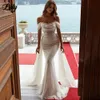 Lily сексуальное блестящее свадебное платье русалки с открытыми плечами, свадебное платье без рукавов с блестящим шлейфом 240201