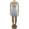 Casual Dresses Sexy Hollow Out Sequin Dress Women Fashion Solid Slim Backless Sling 2024 Elegant Lady Cocktail Party Club Clothing