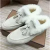 Lyxdesigner loro öppen promenad mocka sneaker skor vinter kvinnor avslappnade sko mode loafers för mens hög toppkläder klänning äkta läder snö bagage