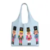 Shopping Bags Kawaii Nutcracker Christmas Ballet Scene Tote Reusable Canvas Grocery Shoulder Shopper Handbag Gifts