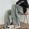 Pantaloni jeans da uomo punk con spacchi per uomo Y2k streetwear pantaloni da cowboy retrò maschili cerniera dritta Kpop in alta qualità elegante