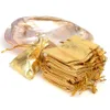 50 stuks 5x7cm 7x9cm 9x12cm metaalfolie sieradenverpakking zilver/goudkleurige tassen met trekkoord huwelijkscadeau snoepzakjes en tassen 240205