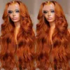 Body Wave Gember Oranje 13x6 HD Kanten Voorpruiken Gekleurde Voorgeplukte Pruik 13x4 Frontale Lijmloos Menselijk haar 240130