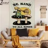 Cartoon Dancing Frog Mushroom Tapestry Print Take more chancesdance dances Letter Wall Cloth 70s80s Disco Hippie 240127