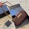 Designer Womens Shoulder Bag 23cm Leather Ringer Gold Se Hardware Metal Large Logo Luxury Handbag Matelasse Chain Crossbody Bag Makeup Bag Card Clip Purse Sacoche