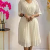 Etnik Giyim Kadınlar İçin Afrika Elbiseleri 2024 Varış Zarif Parti Pileli Elbise Katı Nijerya Türkiye Afrika Giysileri Düğün