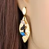 Stud Earrings Lokaer Blue Black Cubic Zirconia Stainless Steel Leave Trendy Statement Charm Gold Plated Jewelry For Women E23088