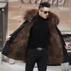 Designer Winter Mens Mid Length Pike Overcoming Fur Haining Thickened Hair Coat RMHR