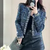 Women's designer coat Jackets fashionable light luxury heavy industry short woolen tweed clothing spring high-end fashionable flower and pearl decoration