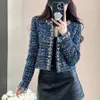 Women's designer coat Jackets fashionable light luxury heavy industry short woolen tweed clothing spring high-end fashionable flower and pearl decoration