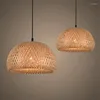 Pendelleuchten 5x Beleuchtung Rattan Lampe handgefertigte Bambus Kronleuchter Retro Café Bar Lounge für Garten Restaurant Schlafzimmer mit Lichtquelle