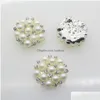 Rhinestones 50Pcs 22Mm Round Pearl Button Wedding Decoration Diy Buckles Accessory Sier Golden306O Drop Delivery Jewelry Dhjip