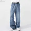 Jeans da uomo Jeans larghi Primavera Autunno Pantaloni di jeans a gamba larga Pantaloni dritti larghi Moda coreana Abbigliamento casual maschile Nero Azzurro YQ240205