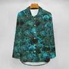 Women's Blouses Rose Floral Casual Blouse Long-Sleeve Glitter Flower Trendy Female Streetwear Oversized Shirt Graphic Top Birthday Gift