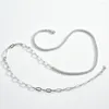 Ketten ANDYWEN 925 Sterling Silber Weiß Klar 2mm Tennis Büroklammer Kette Choker Halskette Rock Punk Edlen Schmuck Party Drop