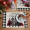 Tapetes de mesa 4pcs Natal Decoração de casa Placemat Xmas Boneco de neve EIK Tree Mat Navidad 2024 Ano Cozinha Jantar Refeição