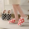 Hausschuhe Baumwolle für Männer Frauen Mode Checker Indoor Wärme Hausschuhe Paare Winter flauschige Haus Retro karierte Druck Schuhe