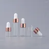 収納ボトル10/20pcsミニドロッパーガラス空のエッセンシャルオイルローズゴールドキャップピペット1ml 2ml 3ml 5ml