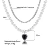 Pendanthalsband Charm Fashion Pearl Beaded Double Layer Halsband för kvinnor Vintage Black Heart Crystal Choker Chain Jewelry Accessories