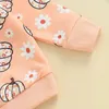 Kledingsets Herfst Baby Meisjes Herfst Halloween Kleding Outfits Set Bloem Pompoen Print Sweatshirts met lange mouwen Elastische taille Broek 2 stuks