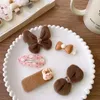 Hårtillbehör 5st/Set baby hårnål Milky Brown Plush Bow Barrettes For Girl Hairpins Headwear Girls Kids Princess Clips