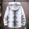 Designer inverno vison pele casaco inteiro masculino imitação de cabelo cruz com capuz e integrado curto 5otc