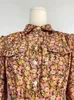 Casual Jurken VGH Vintage Midi-jurk voor dames Revers Lantaarn Mouw Hoge taille Print Bloemen Colorblock Vrouwelijke kleding Herfst 2024
