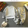 Clothing Sets Spring Autumn Children Suits For Boys Girls Stripe Fake Two-piece Long Sleeve Hoodies Pants 2PCS Outfits Kids Baby Suit