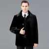 Designer Mink Fleece Coat for Men Middle and Old Age Skin Winter Thickened Warm Fashionable Hair Dads Top EVIJ