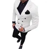 Herenkostuums Klassiek Mode Pak 2-delig Double Breasted Notch Revers Blazer Jas Tux Broek Bruiloft (Jas Broek)