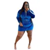 WMSTAR Plus Size Women kläder Velvet Sweatsuit 2 Two Piece Set hoodie mini kjolar uppsättningar matchande kläder grossist droppe 240130